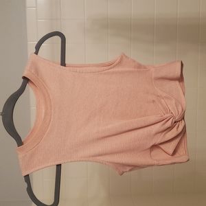 Pink and white stripe sleeveless crop top